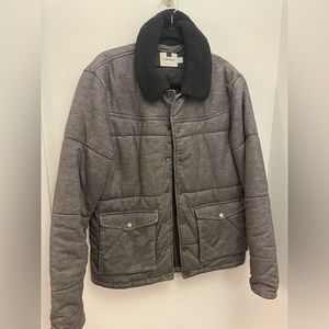 TOPMAN gray bomber jacket with black faux shearling lining